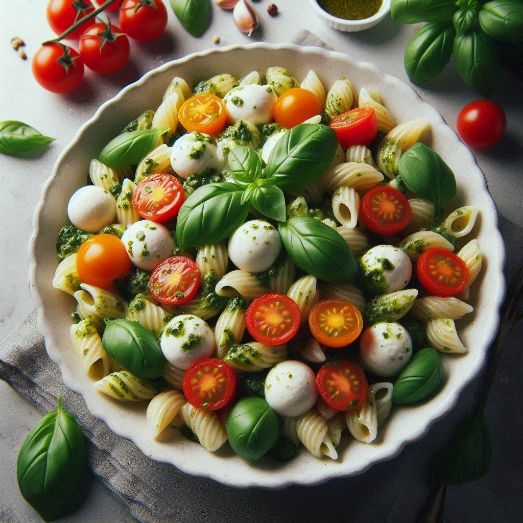 Creamy Pasta Salad Recipe with Pesto and Mozzarella