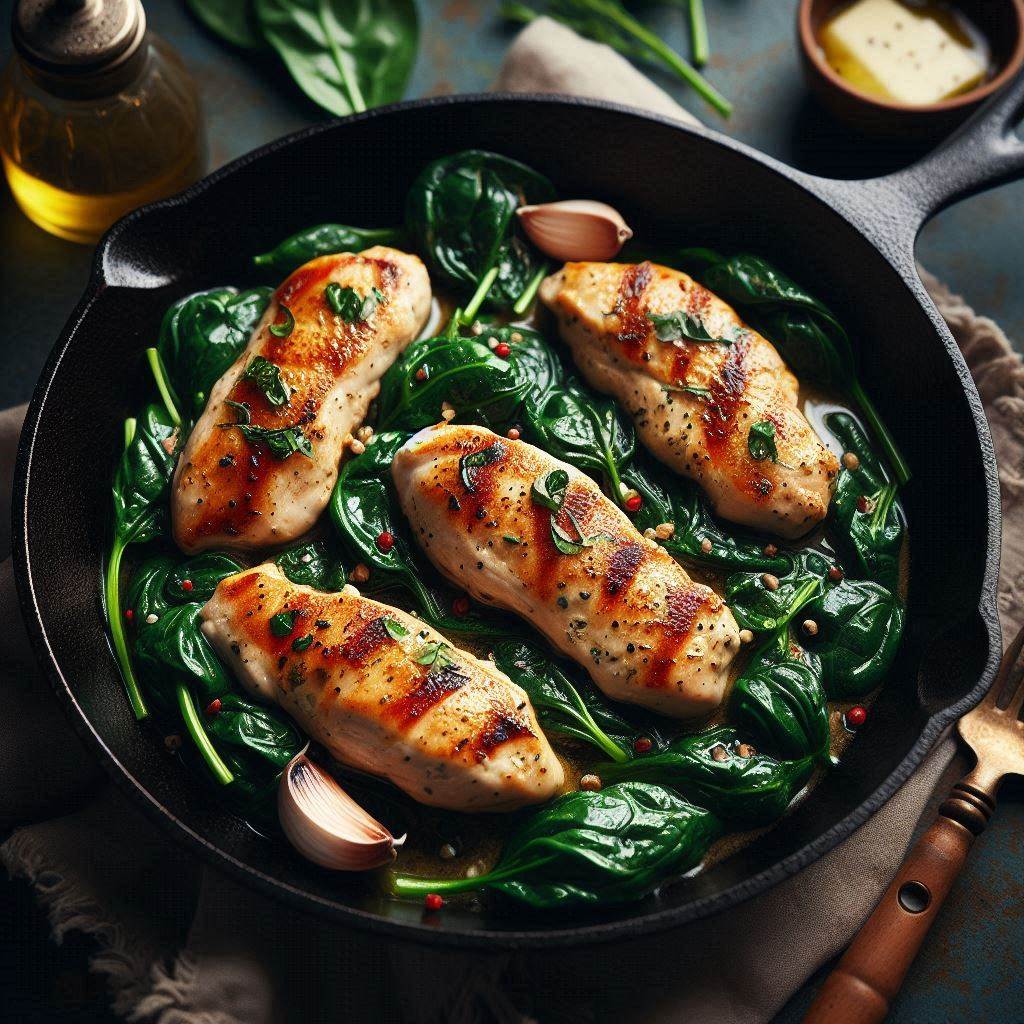 One-Pan Garlic Butter Chicken & Spinach