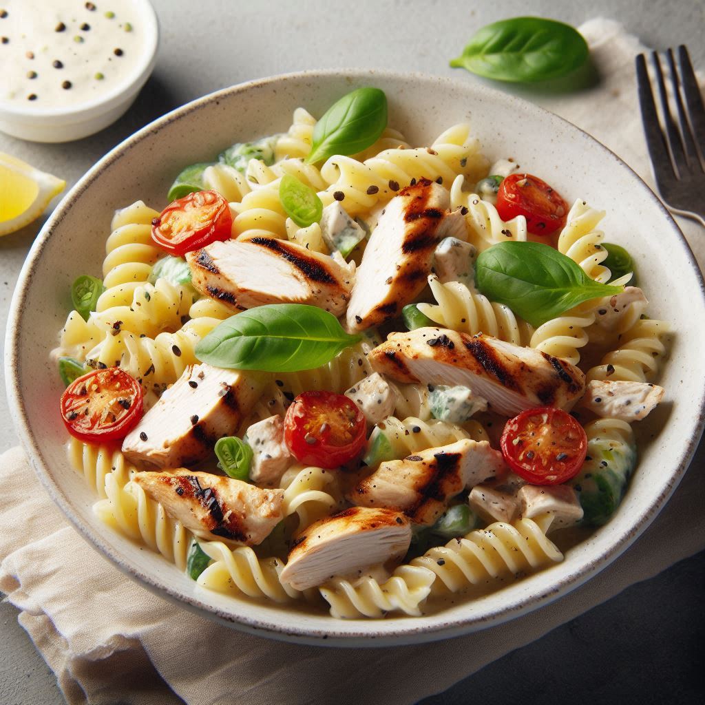 Cold Creamy Pasta Salad Recipe with Chicken