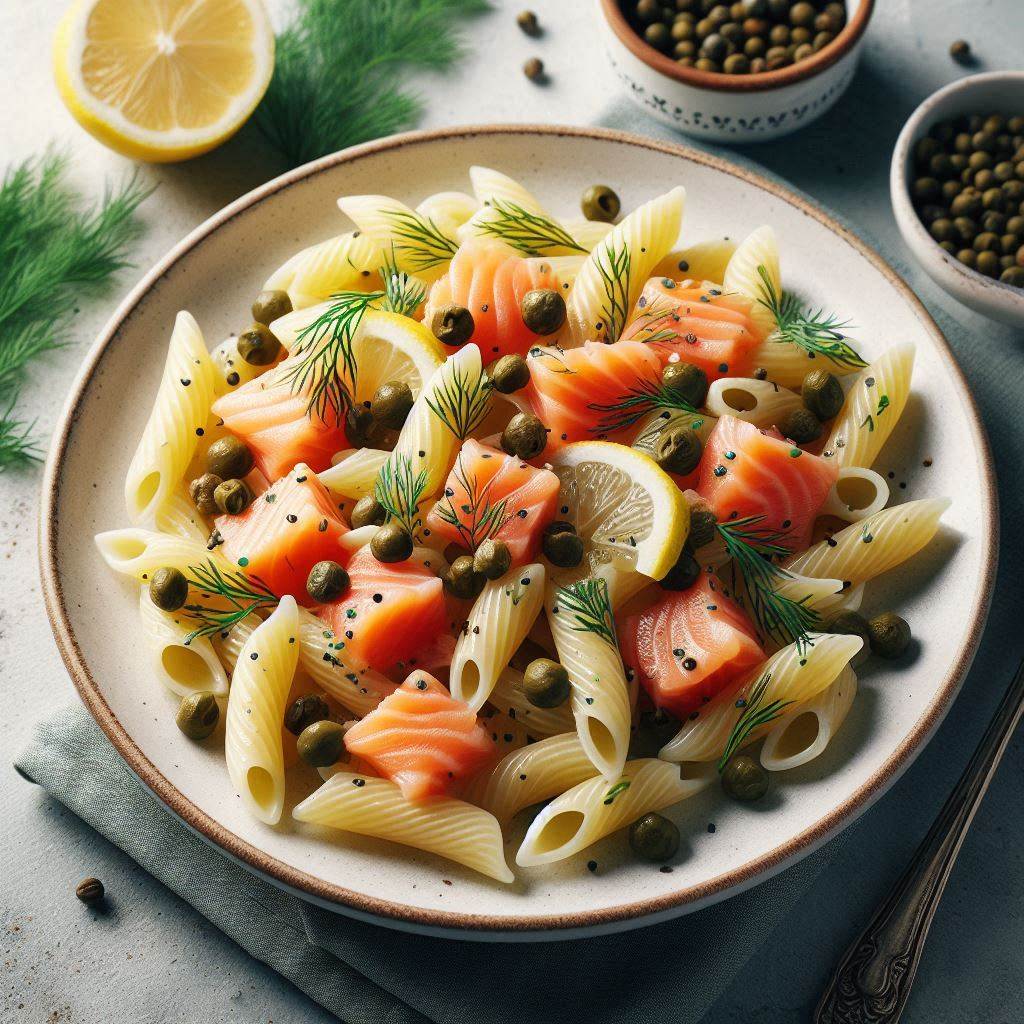 Creamy Pasta Salad Recipe with Smoked Salmon and Capers