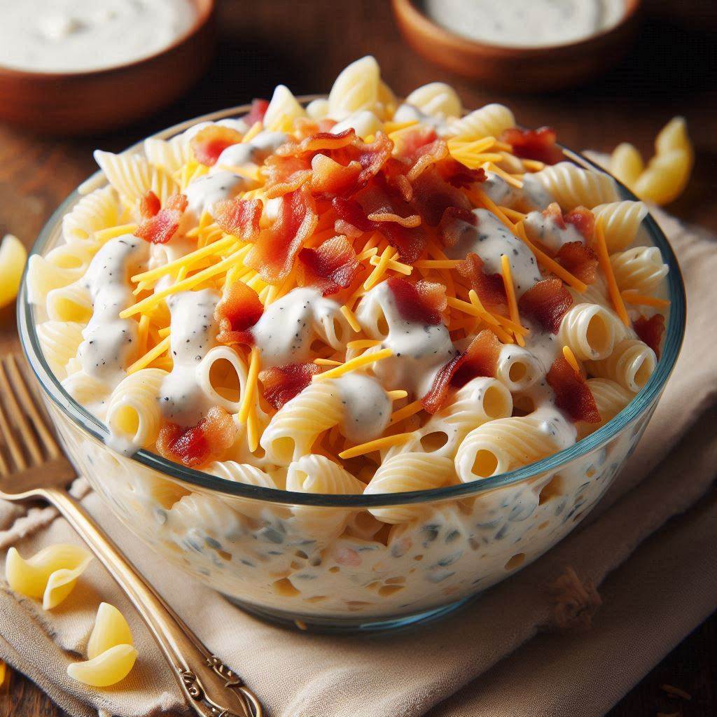 Creamy Bacon Pasta Salad Recipe with Ranch Dressing