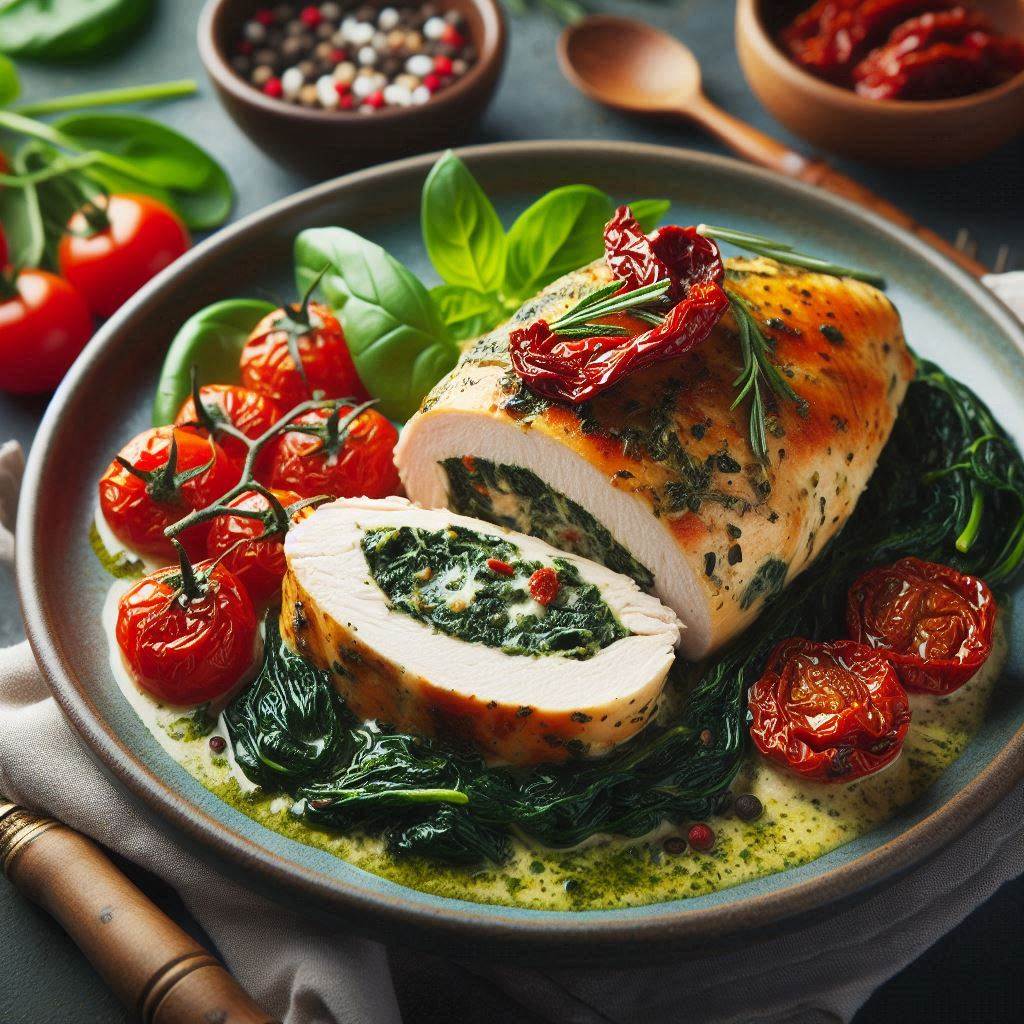 Creamy Spinach & Sun-Dried Tomato Stuffed Chicken