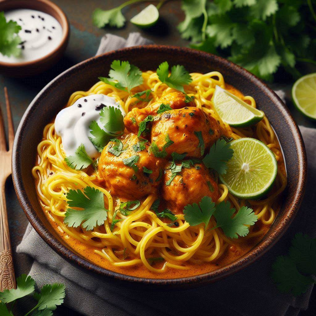 Indian-Spiced Baked Chicken with Noodles