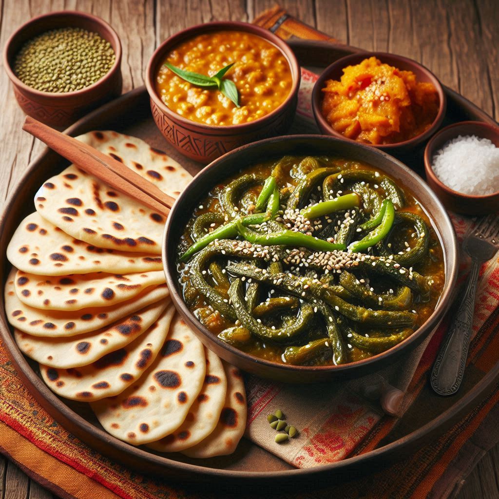 Bhindi Masala with Dal Tadka and Roti