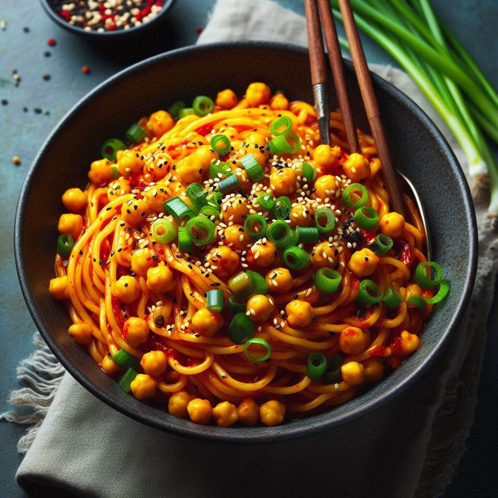 Plant-Based Spicy Chickpea Noodles