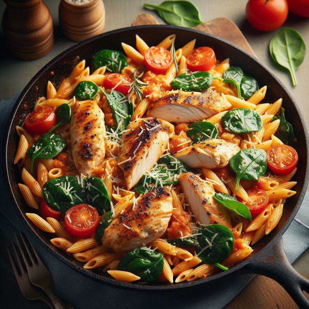 Chicken & Orzo Skillet with Spinach