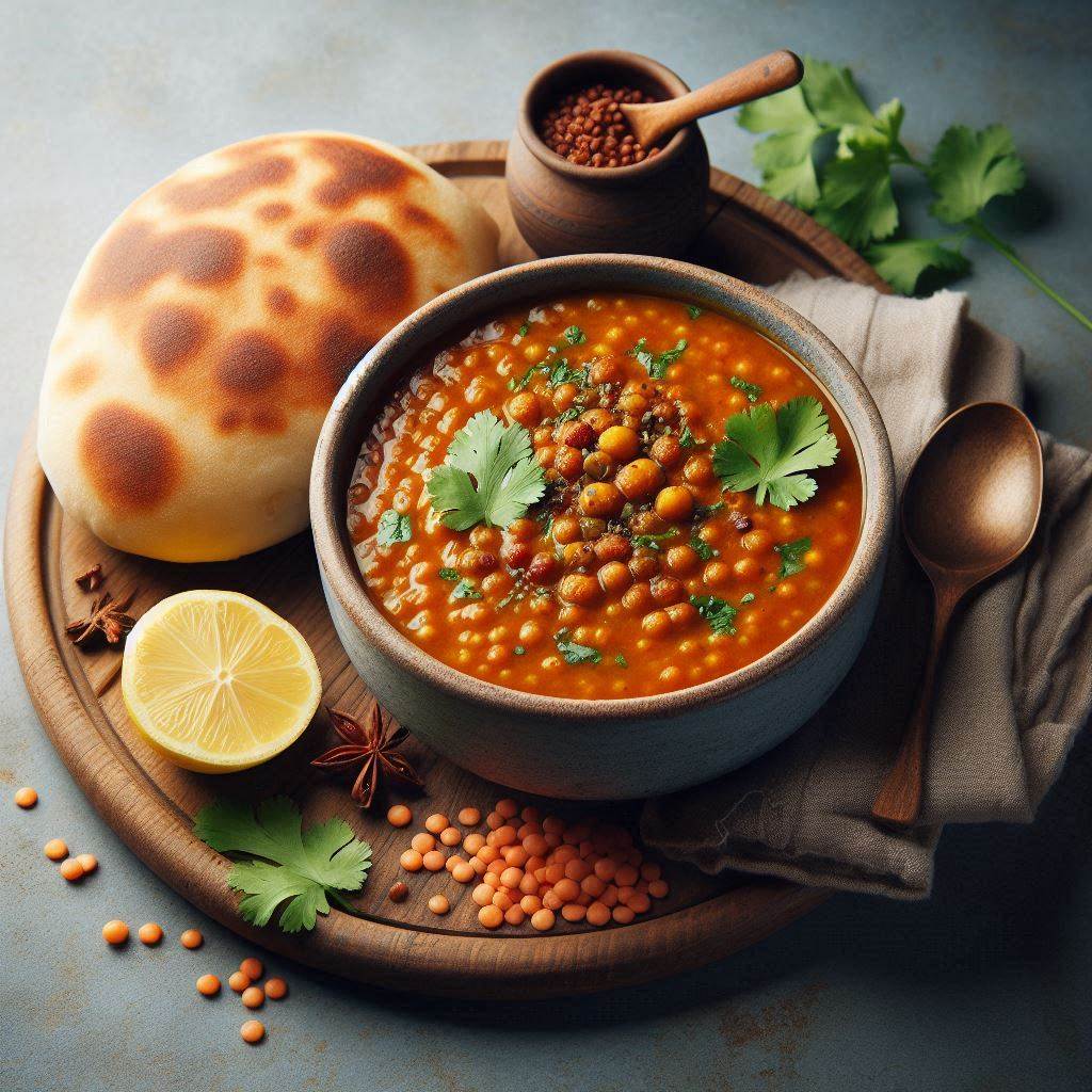 Spicy Indian Bread with Lentil Soup