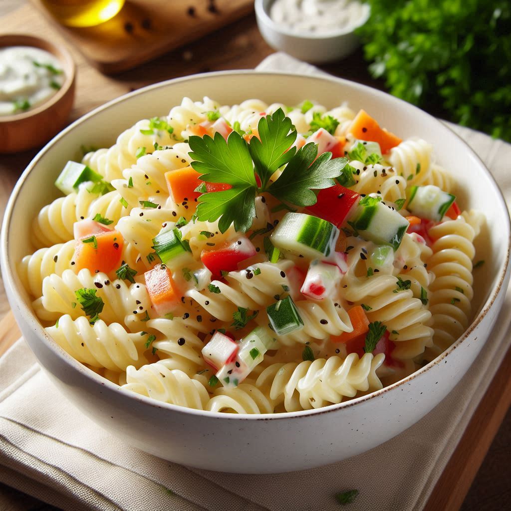 Classic Cold Creamy Pasta Salad Recipe with Mayo