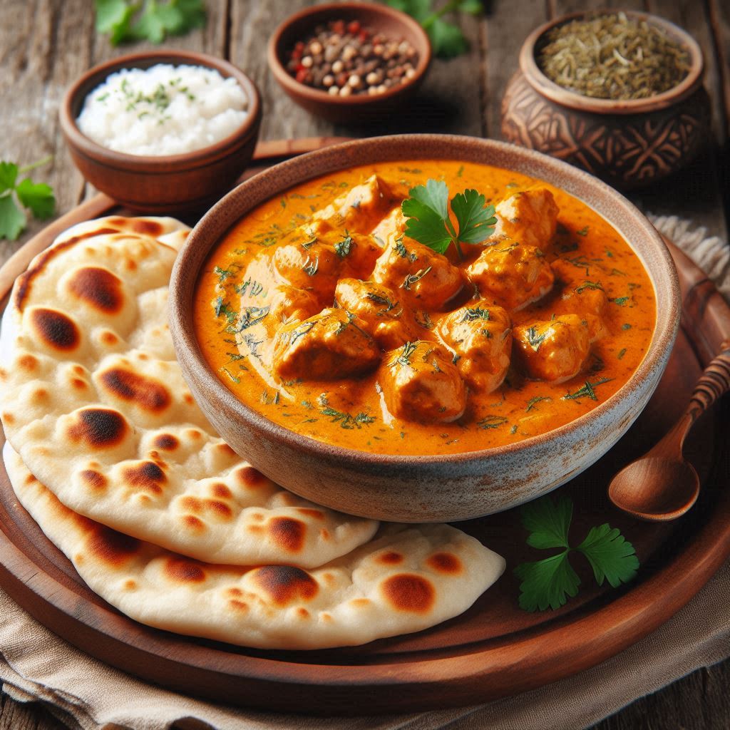 Indian Butter Chicken with Homemade Gluten-Free Naan