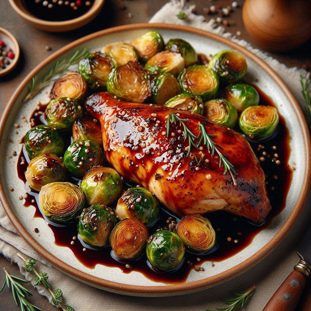 Balsamic Glazed Chicken with Roasted Brussels Sprouts