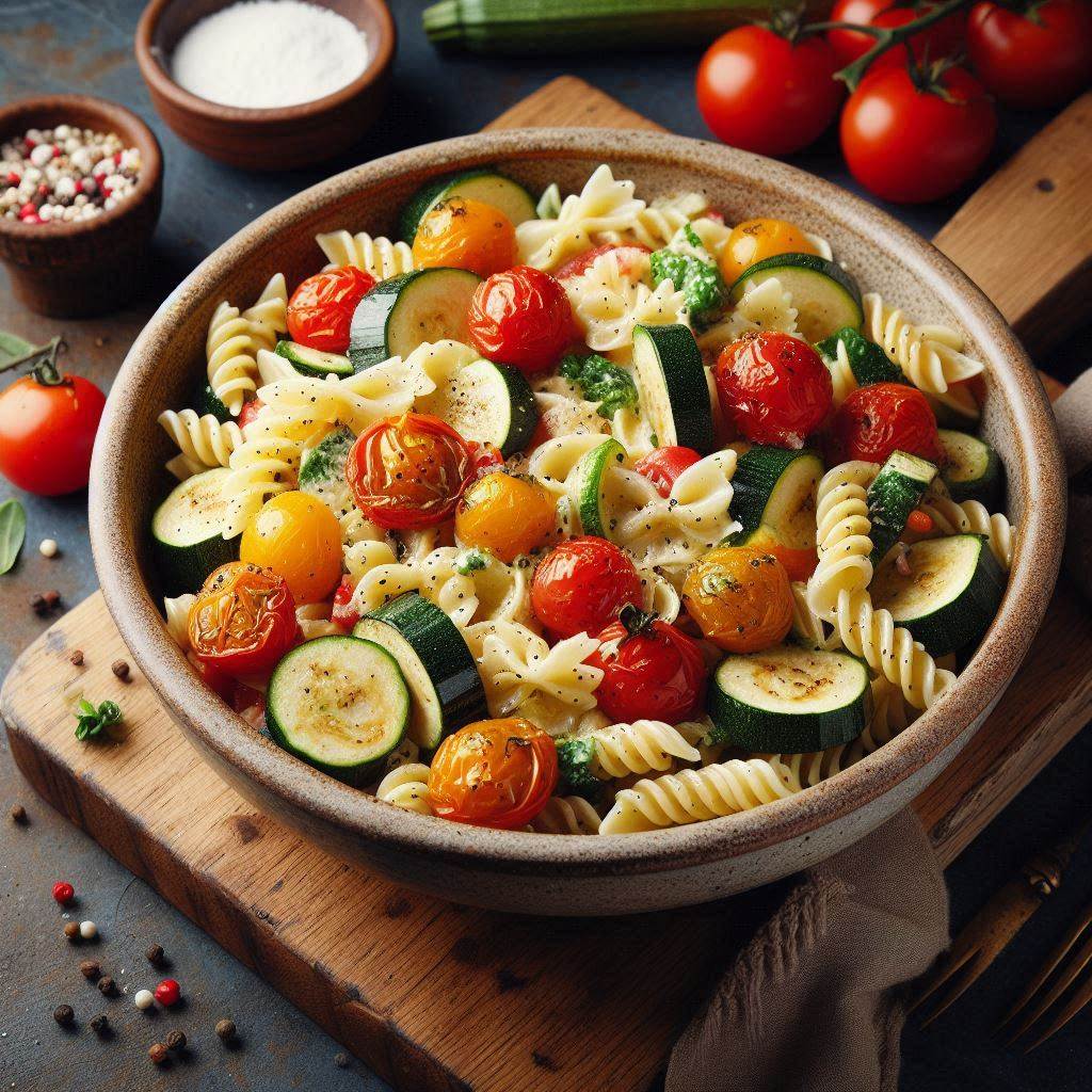 Creamy Pasta Salad Recipe with Roasted Vegetables