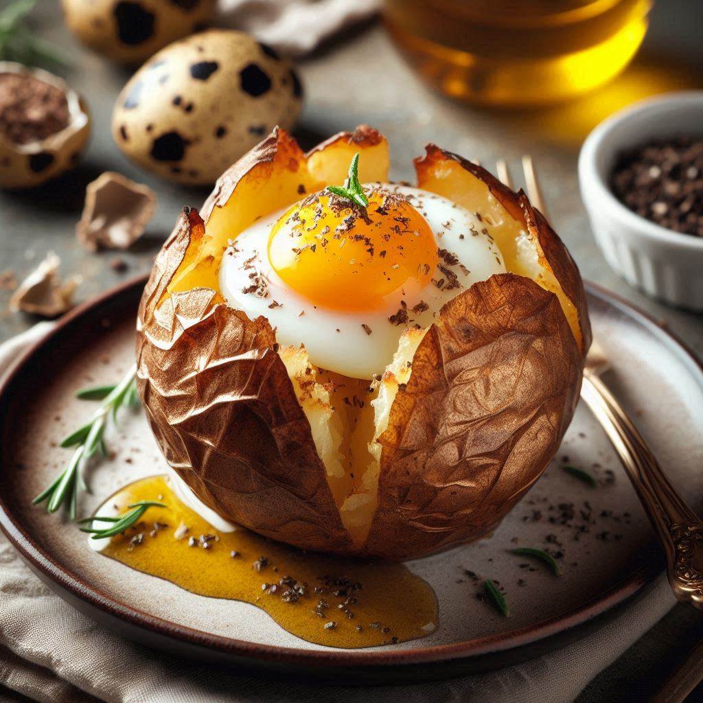 Baked Potato with Quail Egg and Truffle Oil