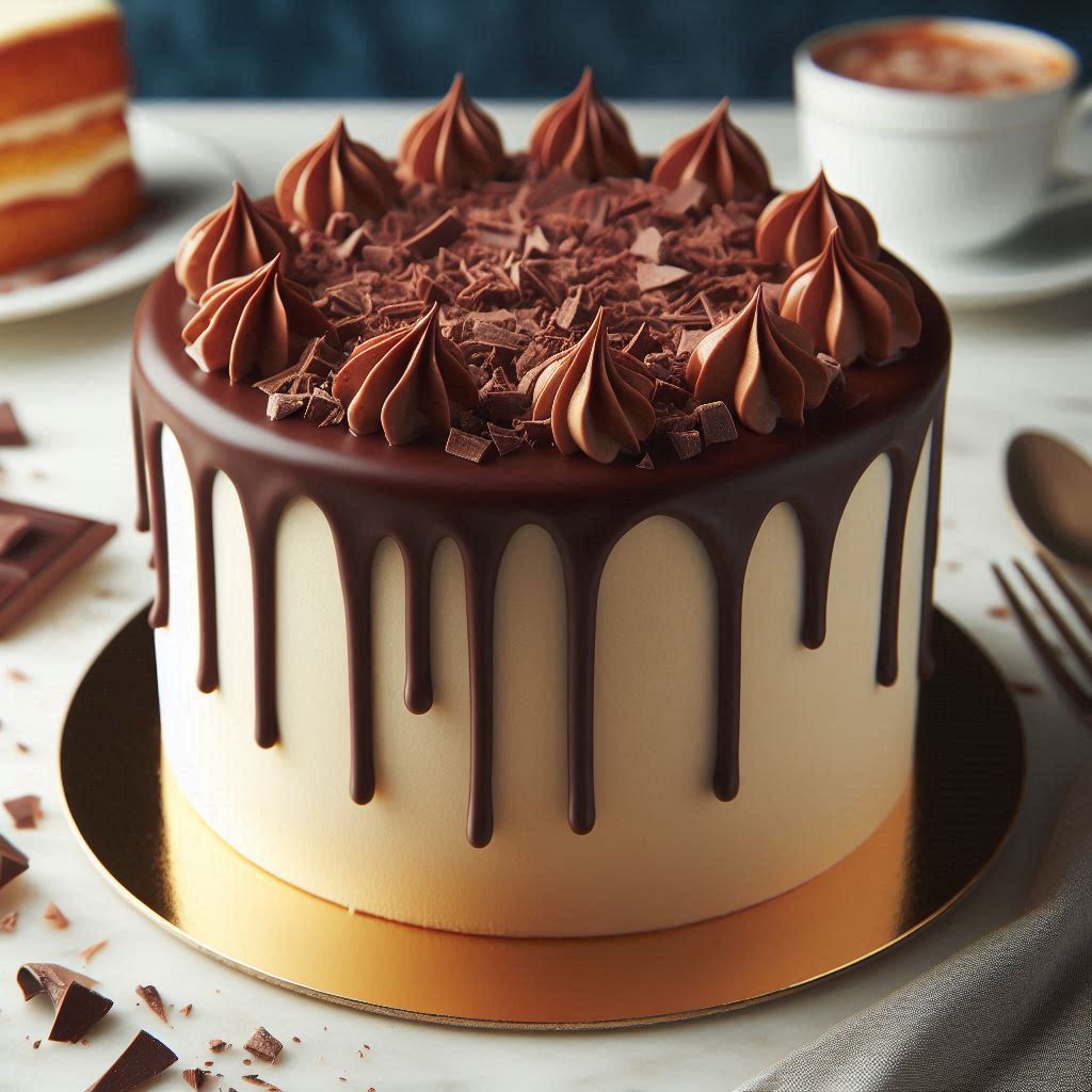 Vanilla Cake with Chocolate Ganache