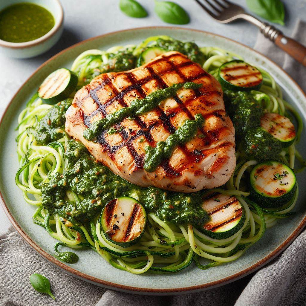 Low-Carb Pesto Chicken with Zoodles