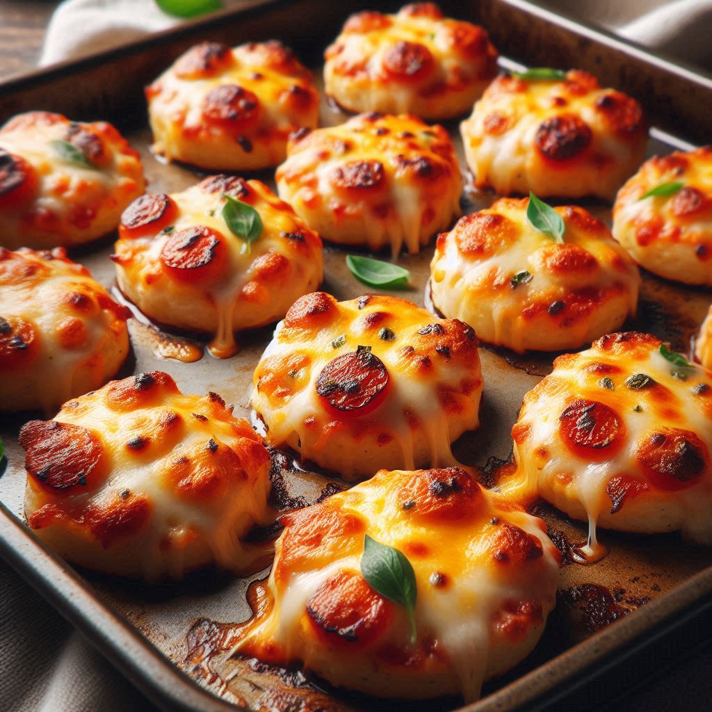 Keto Pizza Bites (Low Carb & Fun!) 8 Bake Until Golden & Bubbly