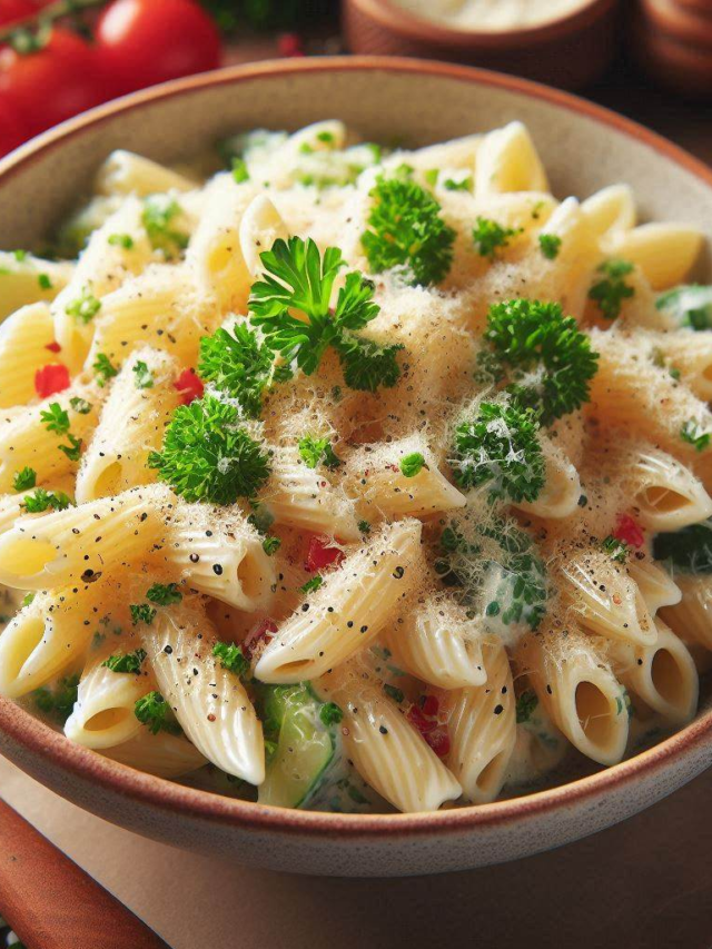 Creamy Pasta Salad Recipe with Alfredo Sauce