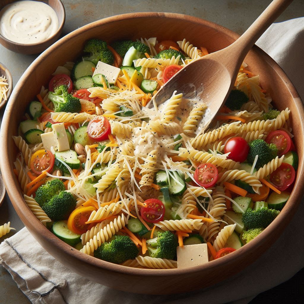Cold Easy Creamy Pasta Salad Recipe for Summer 6 Combine Everything