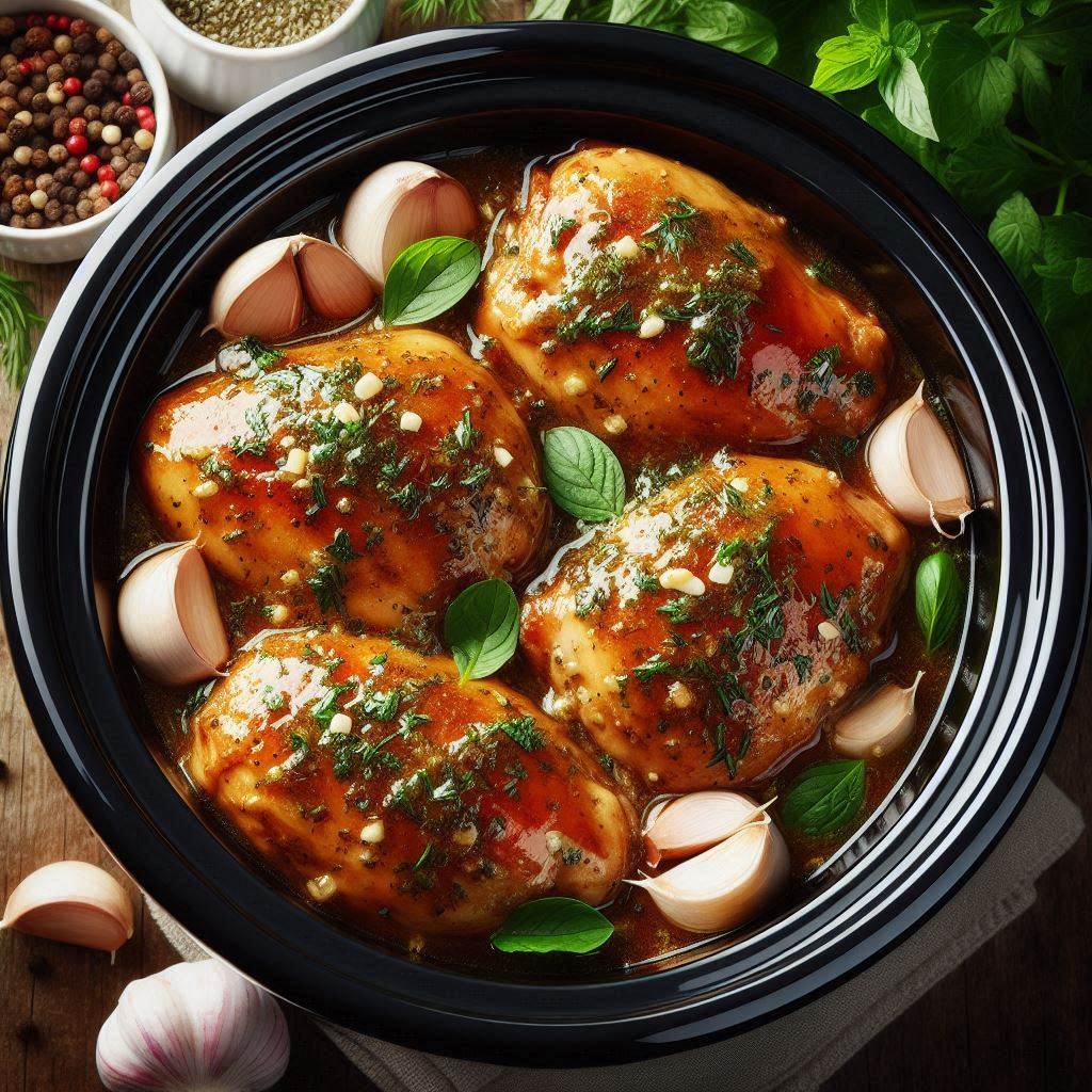 23 Irresistible Chicken Thigh Recipes You Must Try (Healthy, Easy, and Flavorful!) 3 Crockpot Chicken Thighs with Garlic and Herb