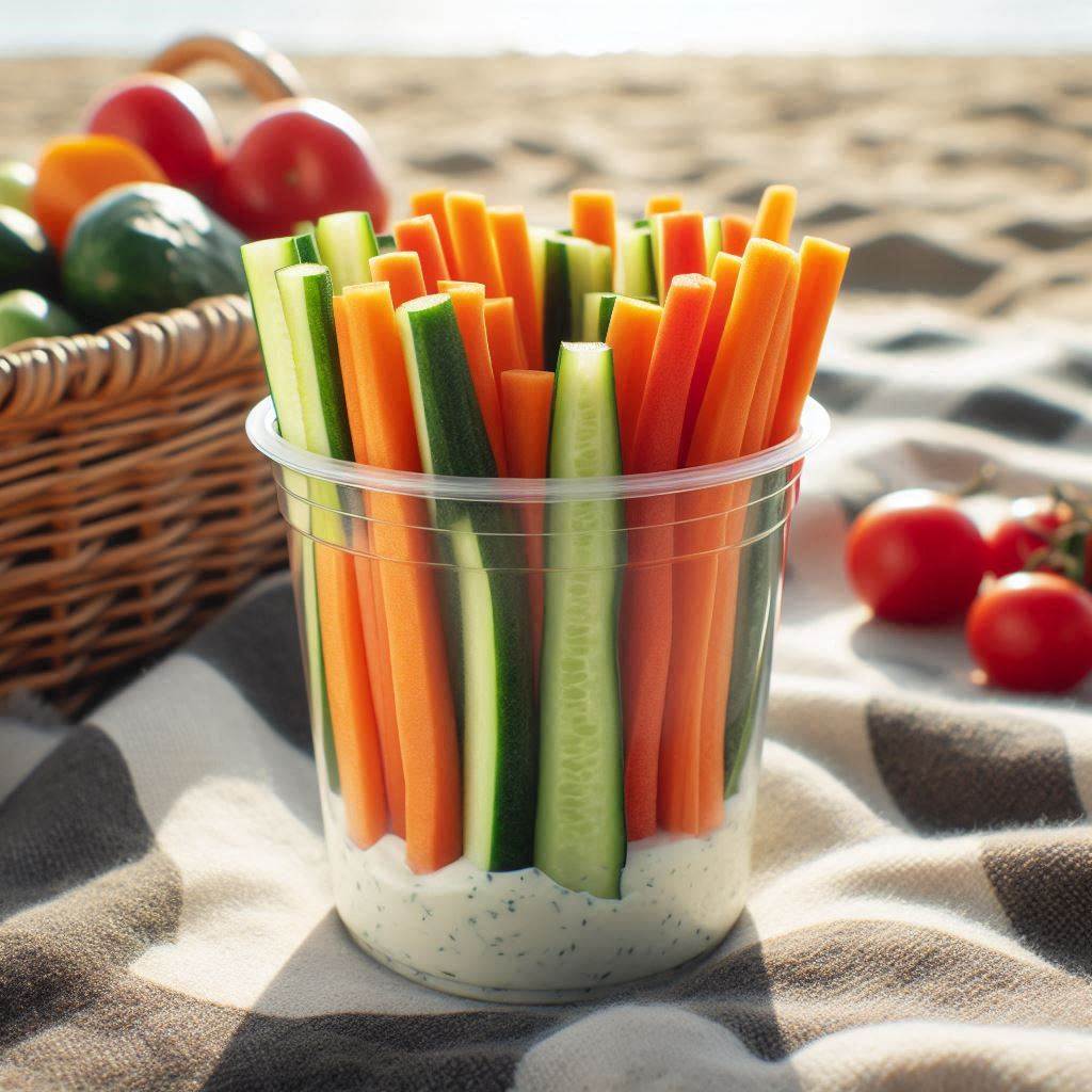 12 Beach Snack Ideas for Families This Summer 8 Veggie Cups with Dip